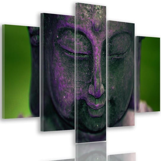 Obraz tryptyk pięcioczęściowy FEEBY, Buddha ZEN Symbol wiara lila 150x100 Feeby