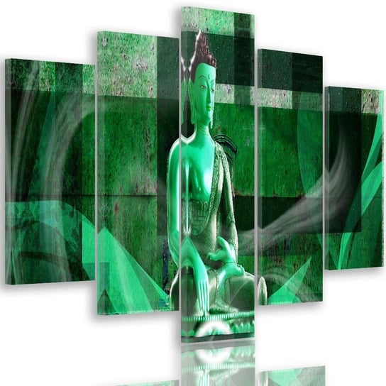 Obraz tryptyk pięcioczęściowy FEEBY, Buddha Zen zielony 100x70 Feeby