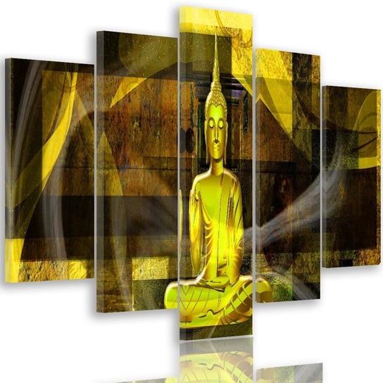 Obraz tryptyk pięcioczęściowy FEEBY, Buddha Zen żółty 100x70 Feeby