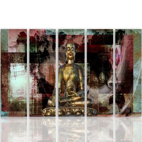 Obraz tryptyk pięcioczęściowy FEEBY, Buddha Złoty Abstrakcja 100x70 Feeby