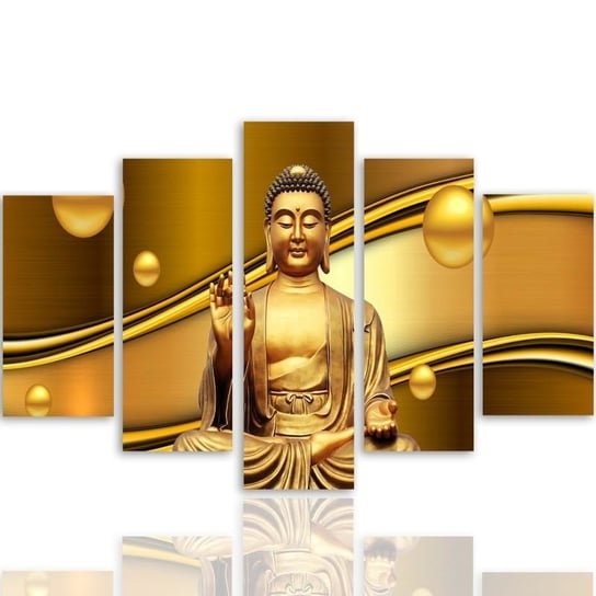Obraz tryptyk pięcioczęściowy FEEBY, Buddha Złoty Feng Shui 300x140 Feeby