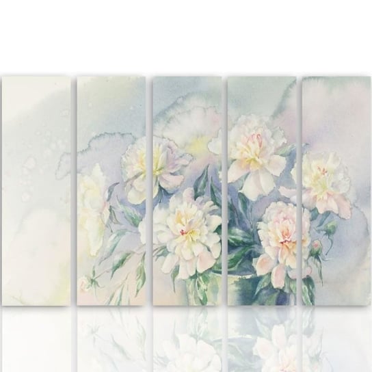 Obraz tryptyk pięcioczęściowy FEEBY, Bukiet Kwiaty Biały 100x70 Feeby