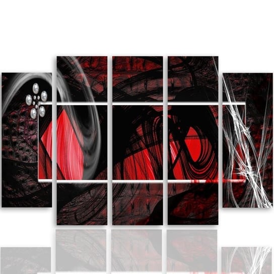 Obraz tryptyk pięcioczęściowy FEEBY, Czerwona Abstrakcja 150x100 Feeby