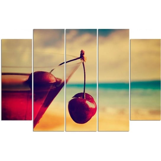 Obraz tryptyk pięcioczęściowy FEEBY, Drink Plaża Owoce 100x70 Feeby