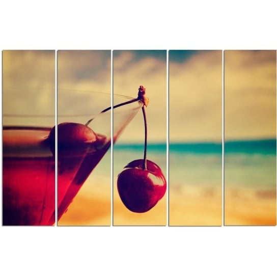 Obraz tryptyk pięcioczęściowy FEEBY, Drink Plaża Owoce 300x140 Feeby