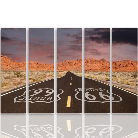 Obraz tryptyk pięcioczęściowy FEEBY, Droga Route 66 Krajobraz obraz 100x70 Feeby