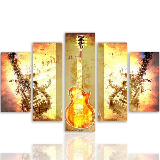 Obraz tryptyk pięcioczęściowy FEEBY, Gitara Muzyka 100x70 Feeby