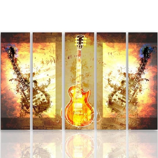 Obraz tryptyk pięcioczęściowy FEEBY, Gitara Muzyka 250x120 Feeby