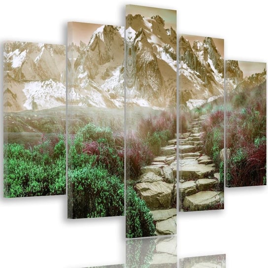 Obraz tryptyk pięcioczęściowy FEEBY, Górska Droga Mgła 100x70 Feeby