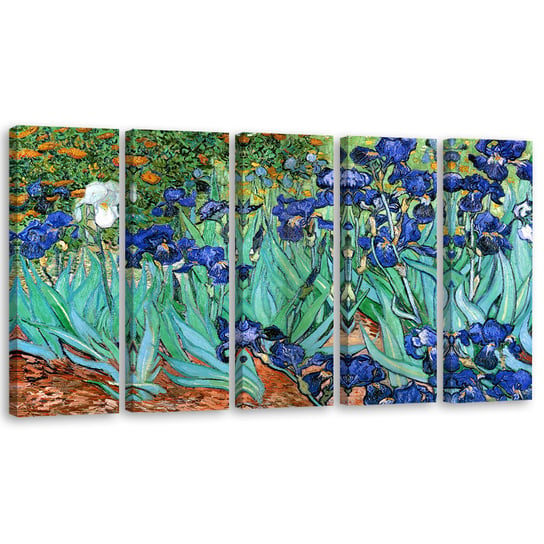 Obraz tryptyk pięcioczęściowy FEEBY, Irysy Van Gogh 150x60 Feeby