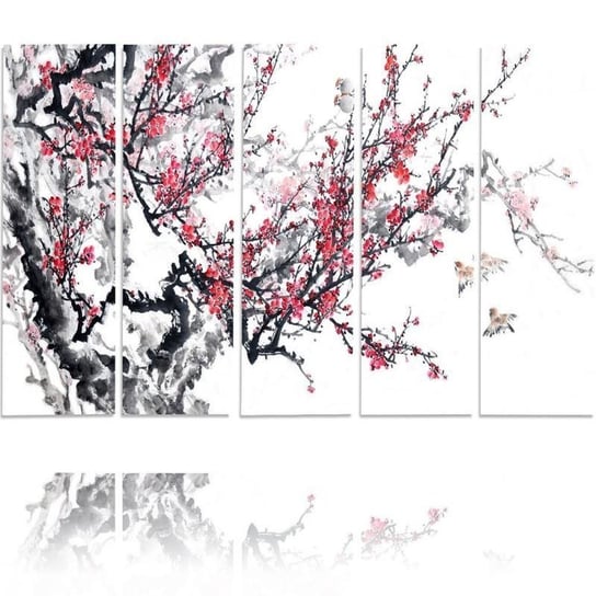 Obraz tryptyk pięcioczęściowy FEEBY, Japońska Wiśnia Kwiaty 200x100 Feeby