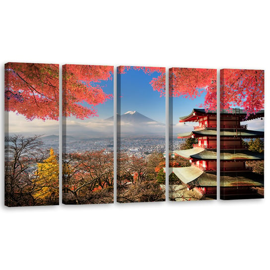 Obraz tryptyk pięcioczęściowy FEEBY, Japoński Krajobraz Góra 200x80 Feeby