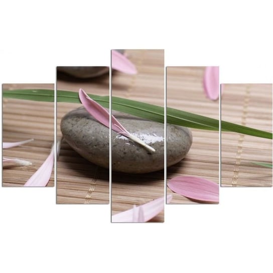 Obraz tryptyk pięcioczęściowy FEEBY, Kamień Zen Kwiaty 100x70 Feeby