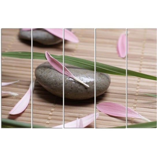 Obraz tryptyk pięcioczęściowy FEEBY, Kamień Zen Kwiaty 100x70 Feeby