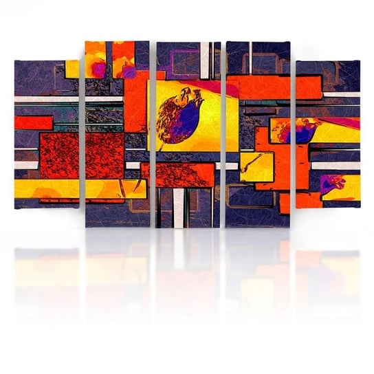 Obraz tryptyk pięcioczęściowy FEEBY, Kolorowa Abstrakcja 100x70 Feeby