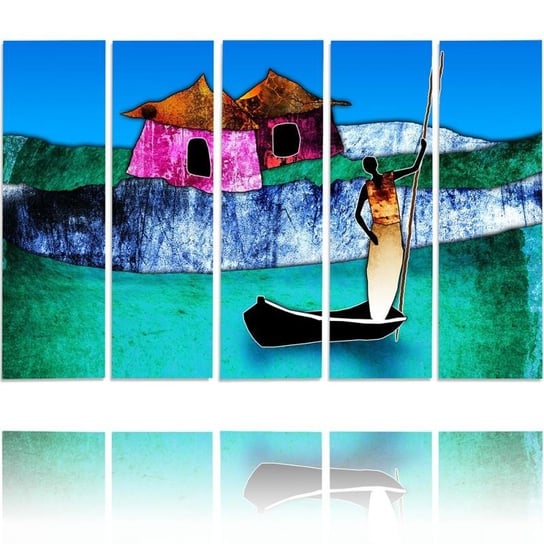 Obraz tryptyk pięcioczęściowy FEEBY, Kolorowa Afryka 100x70 Feeby