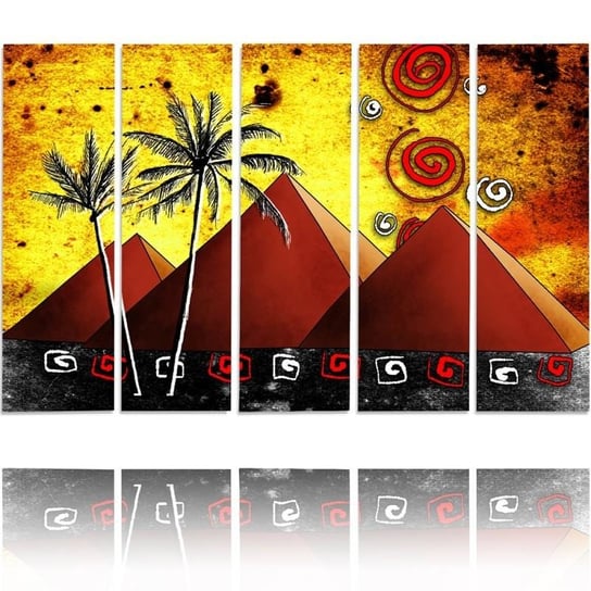 Obraz tryptyk pięcioczęściowy FEEBY, Kolorowa Afryka palmy góry 100x70 Feeby