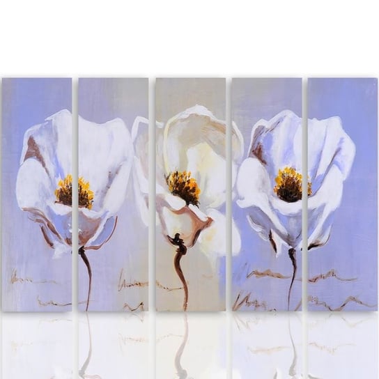 Obraz tryptyk pięcioczęściowy FEEBY, Kwiaty Białe Natura 100x70 Feeby
