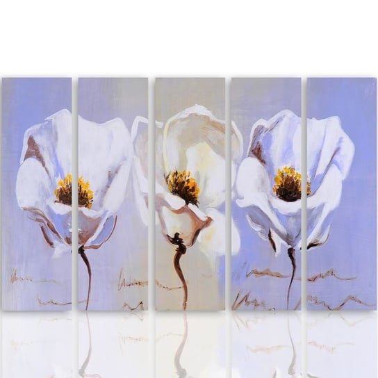 Obraz tryptyk pięcioczęściowy FEEBY, Kwiaty Białe Natura 200x100 Feeby
