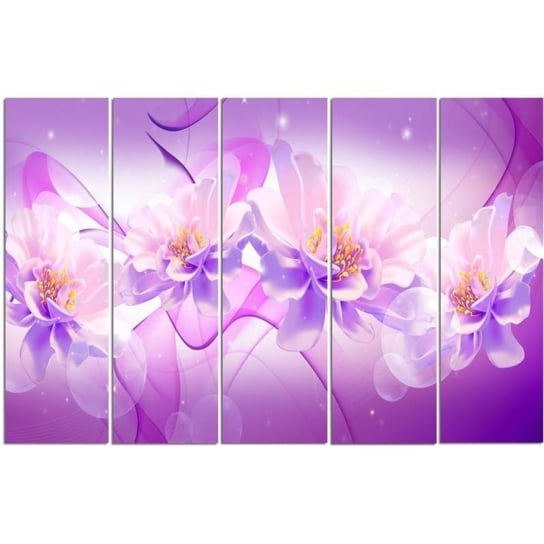 Obraz tryptyk pięcioczęściowy FEEBY, Kwiaty Fioletowe Natura 150x100 Feeby