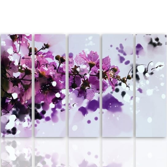 Obraz tryptyk pięcioczęściowy FEEBY, Kwiaty Fioletowy Natura 250x120 Feeby