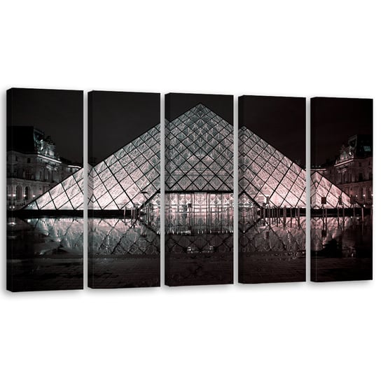 Obraz tryptyk pięcioczęściowy FEEBY, Luwr Paryż Francja 150x60 Feeby