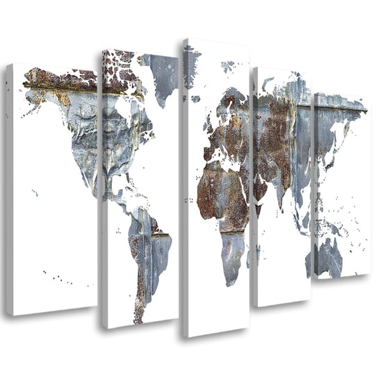 Obraz tryptyk pięcioczęściowy FEEBY, Mapa Świata 150x100 Feeby