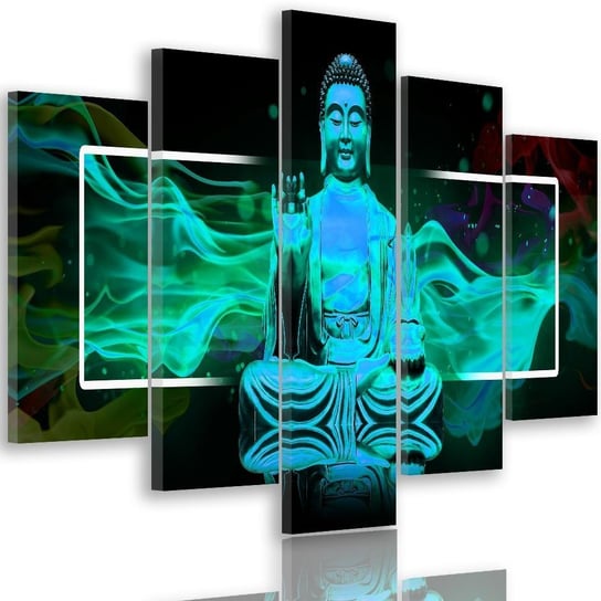 Obraz tryptyk pięcioczęściowy FEEBY, Medytujący Buddha ZEN Turkusowy 250x120 Feeby