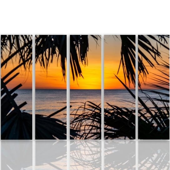 Obraz tryptyk pięcioczęściowy FEEBY, Morze piasek zachód słońca 100x70 Feeby