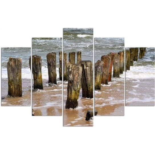Obraz tryptyk pięcioczęściowy FEEBY, Morze Plaża Natura 200x100 Feeby