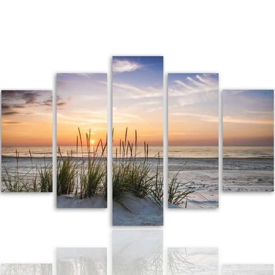 Obraz tryptyk pięcioczęściowy FEEBY, Morze Plaża Zachód Słońca 300x140 Feeby
