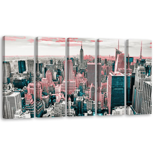 Obraz tryptyk pięcioczęściowy FEEBY, Nowy Jork Architektura USA 100x40 Feeby
