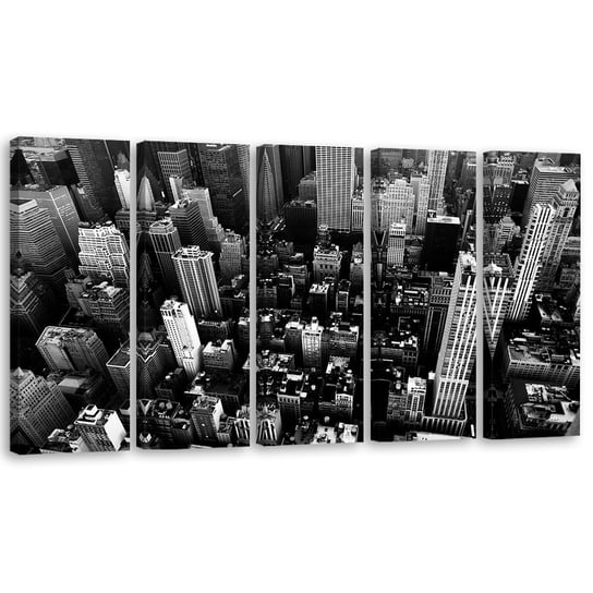 Obraz tryptyk pięcioczęściowy FEEBY, Nowy Jork Czarno Biały USA 100x40 Feeby