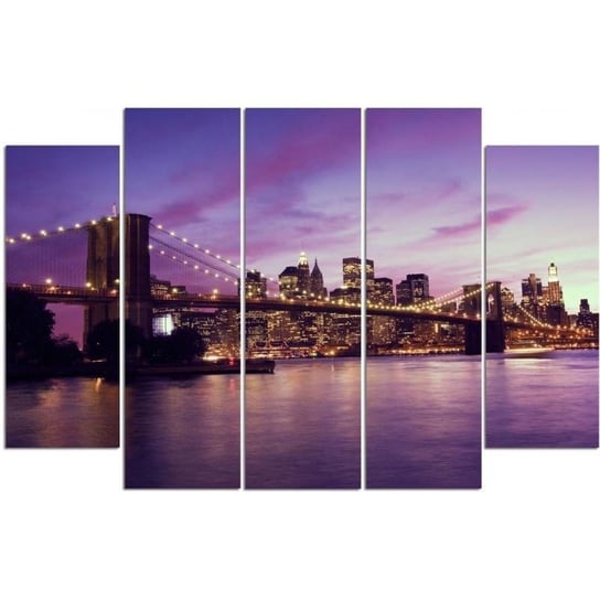 Obraz tryptyk pięcioczęściowy FEEBY, Nowy Jork Manhattan Zachód Słońca 100x70 Feeby