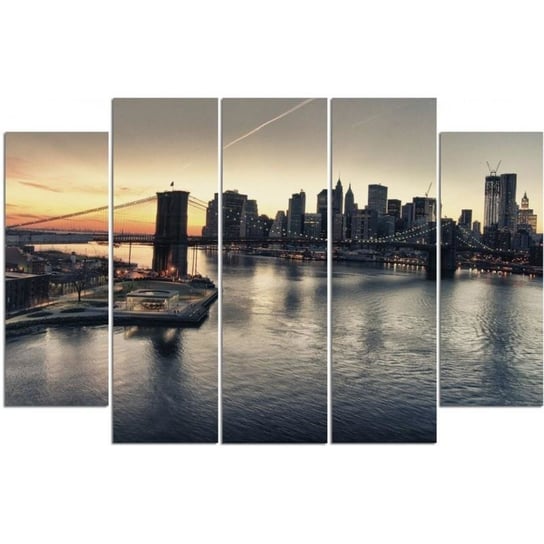 Obraz tryptyk pięcioczęściowy FEEBY, Nowy Jork Miasto Brooklyn Bridge 300x140 Feeby