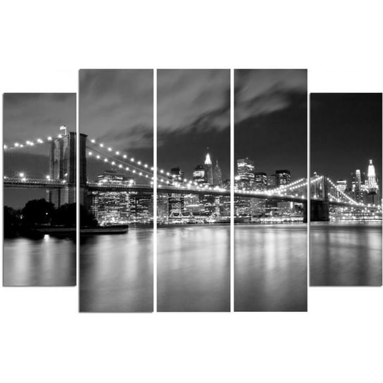 Obraz tryptyk pięcioczęściowy FEEBY, Nowy Jork Most Czarno Biały 100x70 Feeby