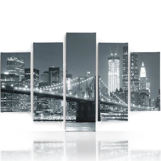 Obraz tryptyk pięcioczęściowy FEEBY, Nowy Jork Most Czarno Biały 100x70 Feeby