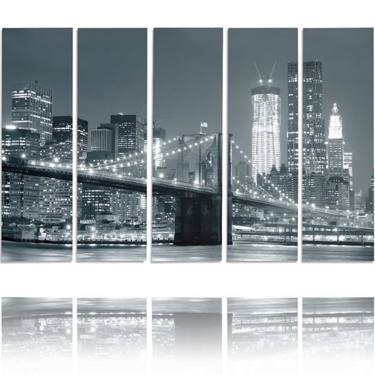 Obraz tryptyk pięcioczęściowy FEEBY, Nowy Jork Most Czarno Biały 200x100 Feeby