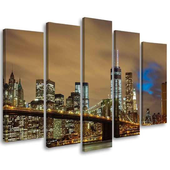 Obraz tryptyk pięcioczęściowy FEEBY, Nowy Jork Most USA Manhattan 200x100 Feeby
