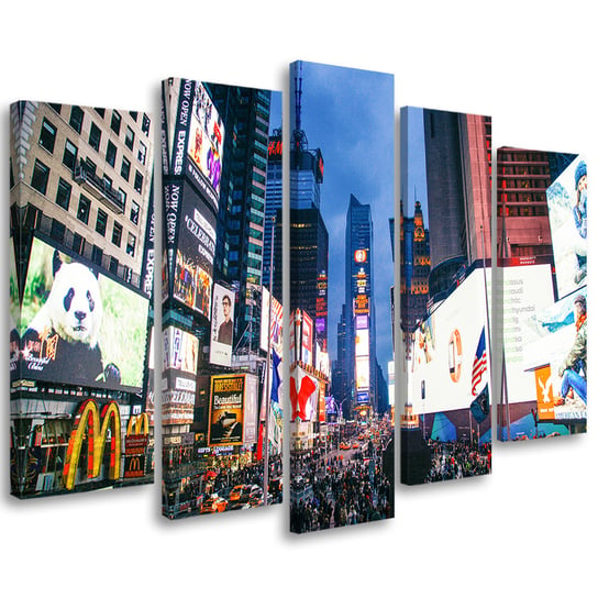 Obraz tryptyk pięcioczęściowy FEEBY, Nowy Jork Times Square 200x100 Feeby