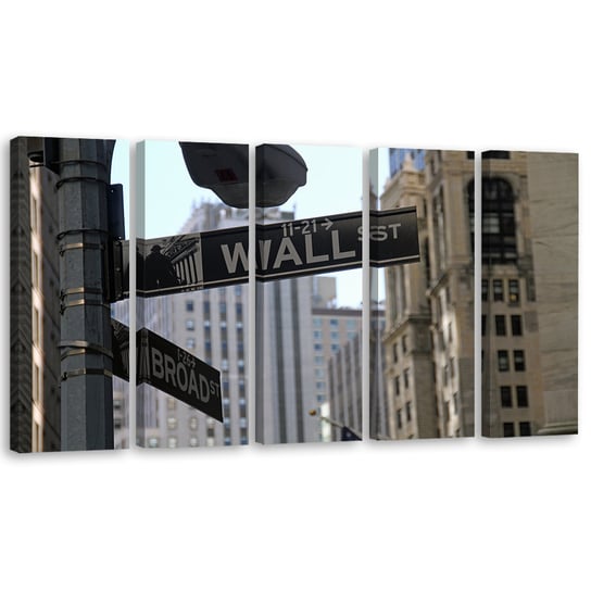Obraz tryptyk pięcioczęściowy FEEBY, Nowy Jork Wall Street USA 100x40 Feeby