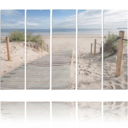 Obraz tryptyk pięcioczęściowy FEEBY, Plaża Morze 150x100 Feeby