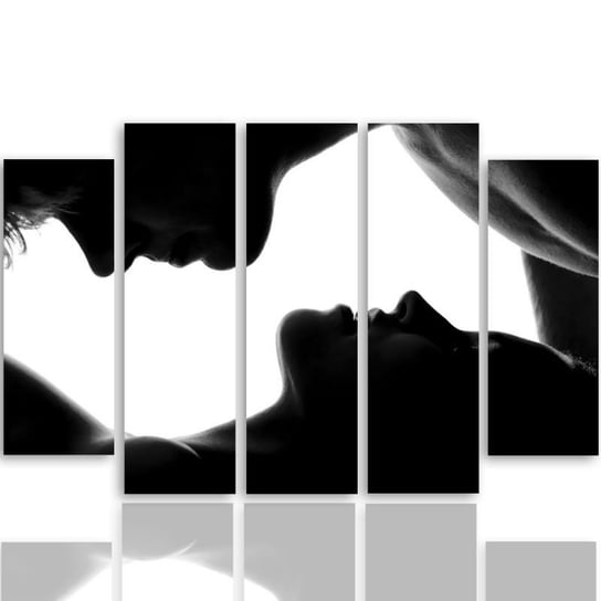 Obraz tryptyk pięcioczęściowy FEEBY, Pocałunek czarno biały 100x70 Feeby