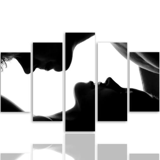 Obraz tryptyk pięcioczęściowy FEEBY, Pocałunek czarno biały 150x100 Feeby