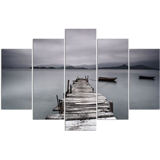 Obraz tryptyk pięcioczęściowy FEEBY, Pomost Jezioro Krajobraz obraz 150x100 Feeby