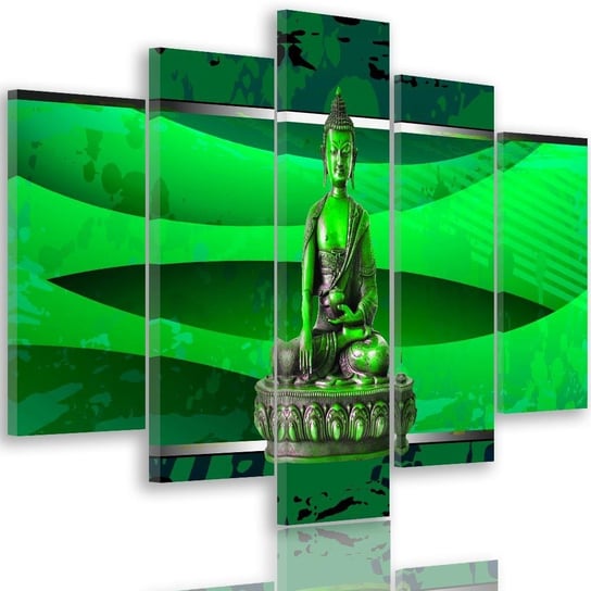 Obraz tryptyk pięcioczęściowy FEEBY, Posąg Buddy Zielony 250x120 Feeby