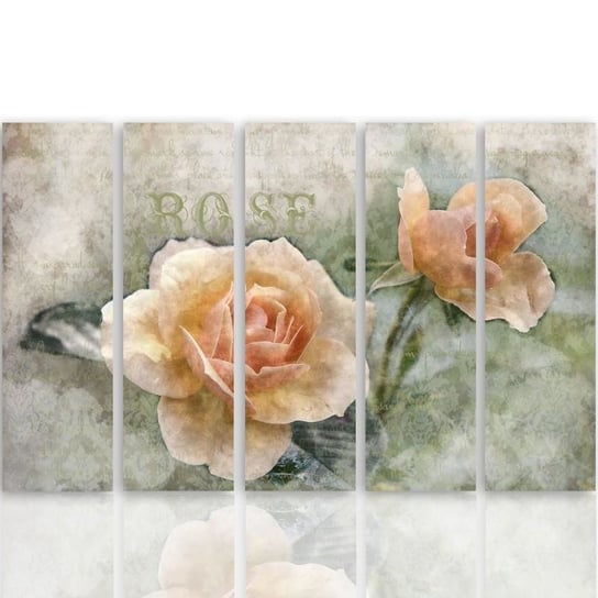 Obraz tryptyk pięcioczęściowy FEEBY, Róża Herbaciana Kwiaty 100x70 Feeby