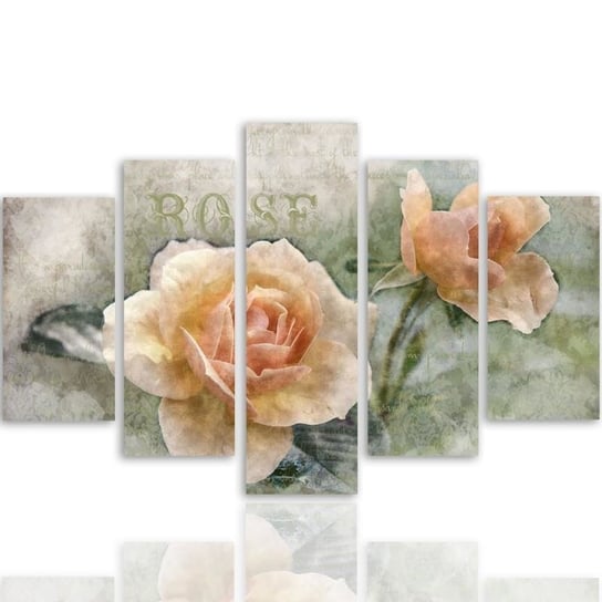 Obraz tryptyk pięcioczęściowy FEEBY, Róża Herbaciana Kwiaty 150x100 Feeby