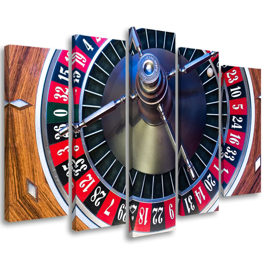 Obraz tryptyk pięcioczęściowy FEEBY, Ruletka Poker Hazard 150x100 Feeby
