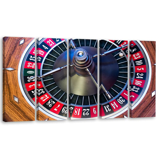Obraz tryptyk pięcioczęściowy FEEBY, Ruletka Poker Hazard 200x80 Feeby